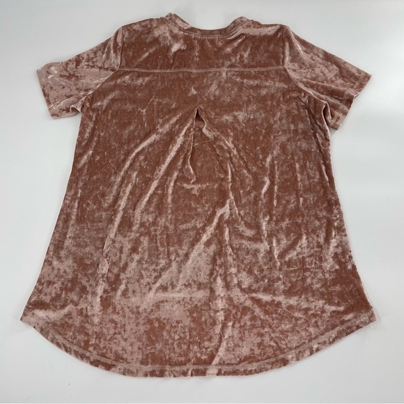 Blush Rose Pink 90s Y2K Crushed Velvet Lace Up Oversized Top - Picture 7 of 10